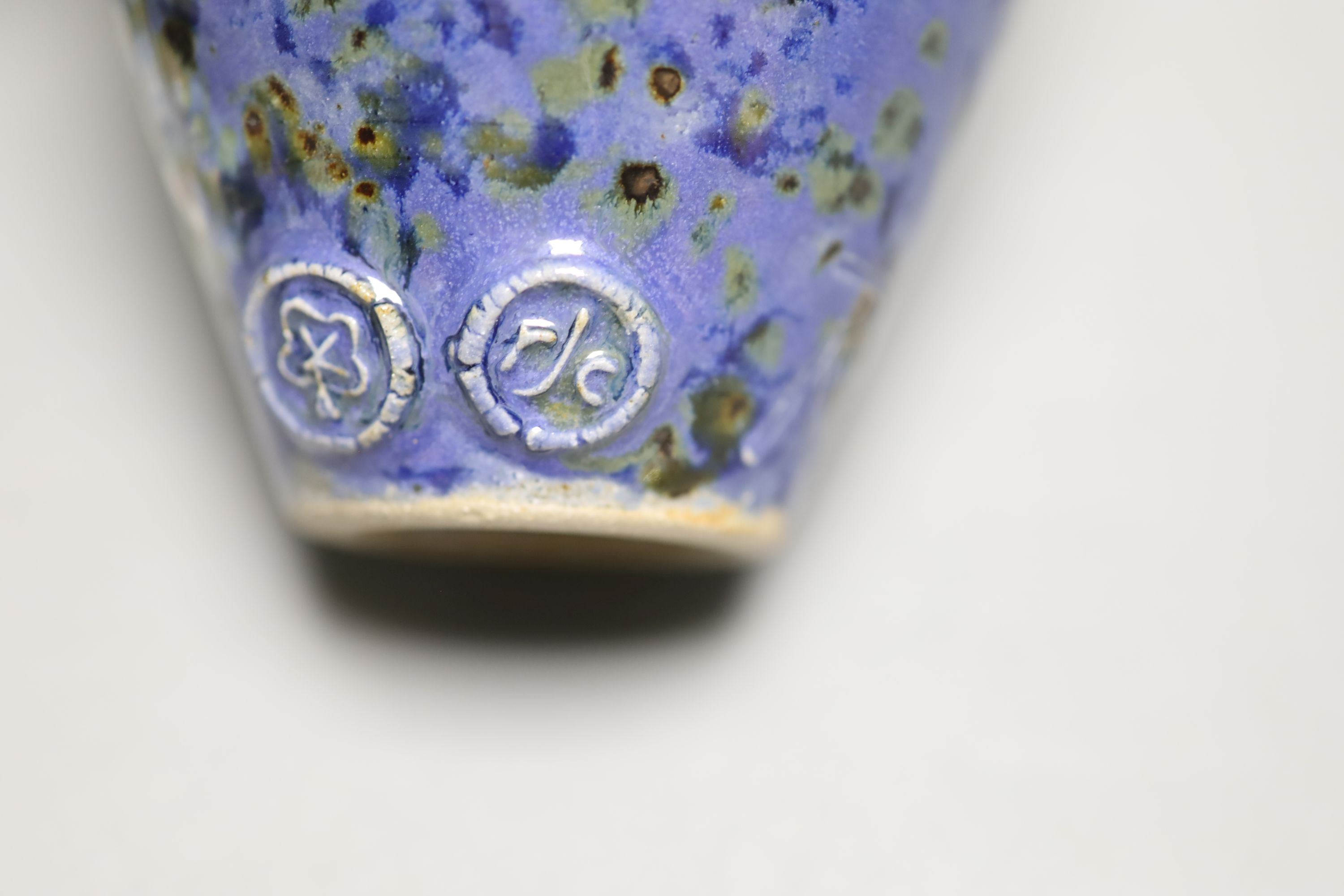 Roger Cockfan pottery fish vase and cover, height 29cm